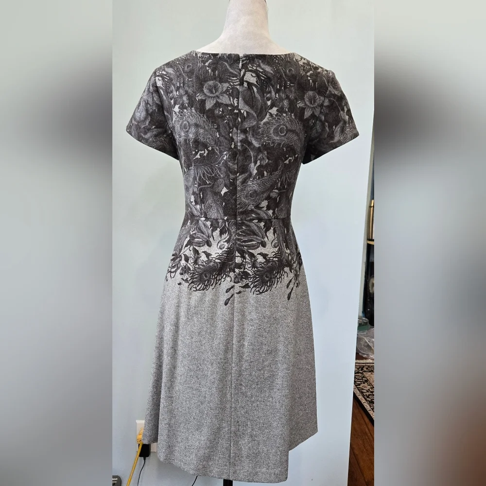 Talbots dress grey wool blend fit&flare black bodice design petite sz 8P - Picture 5 of 10
